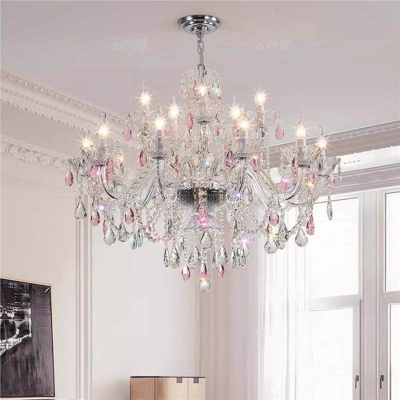 粉色水晶吊灯法式轻奢客厅灯温馨浪漫公主房间卧室主灯餐厅蜡烛灯,农机/农具/农膜,播种栽苗器/地膜机,淘宝优惠券,粉丝福利购,淘宝优惠卷
