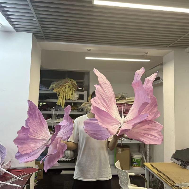 花仿真蝴蝶道具摄影布置纸艺摆件立体装饰橱窗美陈室内皱纸户外