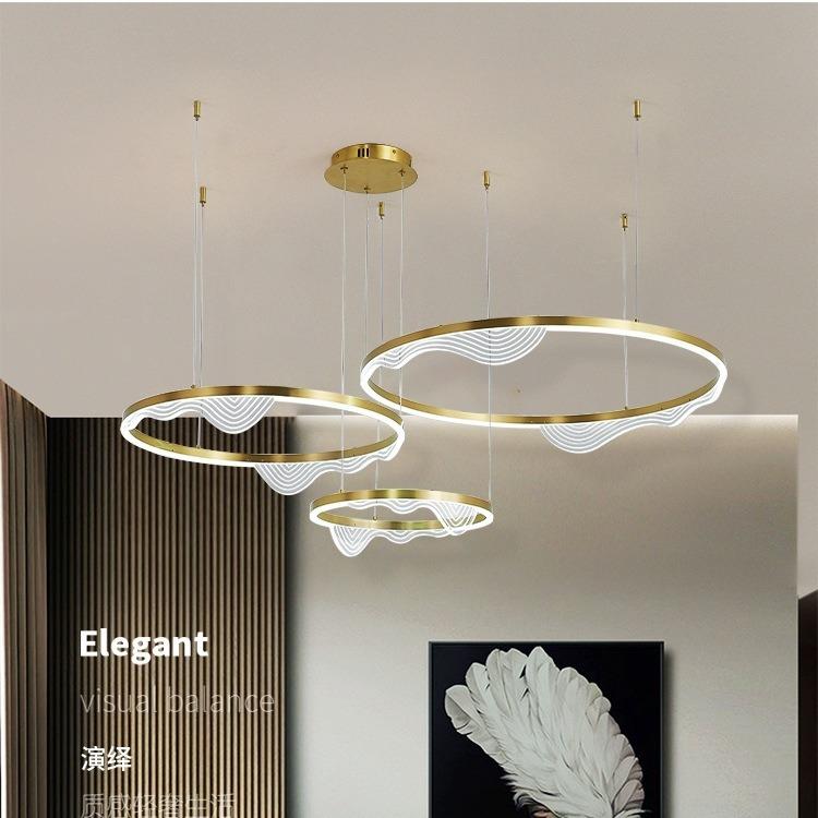 新中式客厅吊灯后现代简约轻奢餐厅圆环山形卧室别墅酒店圈圈灯具
