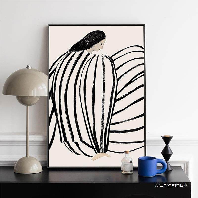 沉思 北欧客厅装饰画复古人物线条壁画 抽象艺术卧室餐厅摆台挂画,农机/农具/农膜,播种栽苗器/地膜机,淘宝优惠券,粉丝福利购,淘宝优惠卷