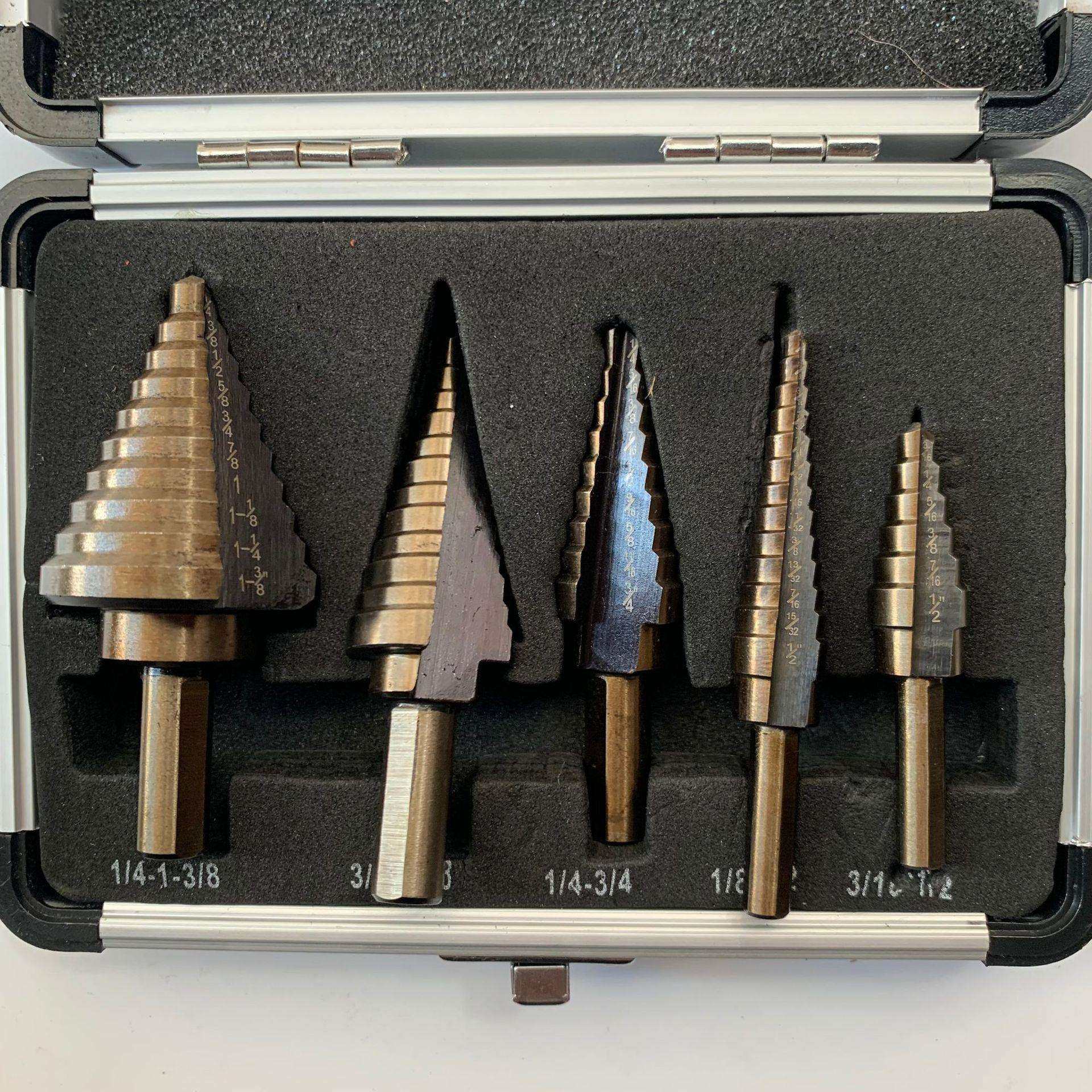 五件套铝盒装钢板打孔器英制5pc三角孔扩孔宝塔钻头台阶梯钻,农机/农具/农膜,播种栽苗器/地膜机,淘宝优惠券,粉丝福利购,淘宝优惠卷