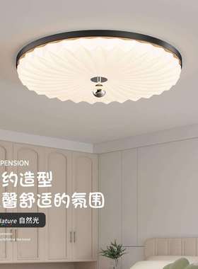 法式简约卧室吸顶灯复古奶油风温馨氛围房间创意护眼中山灯具412L