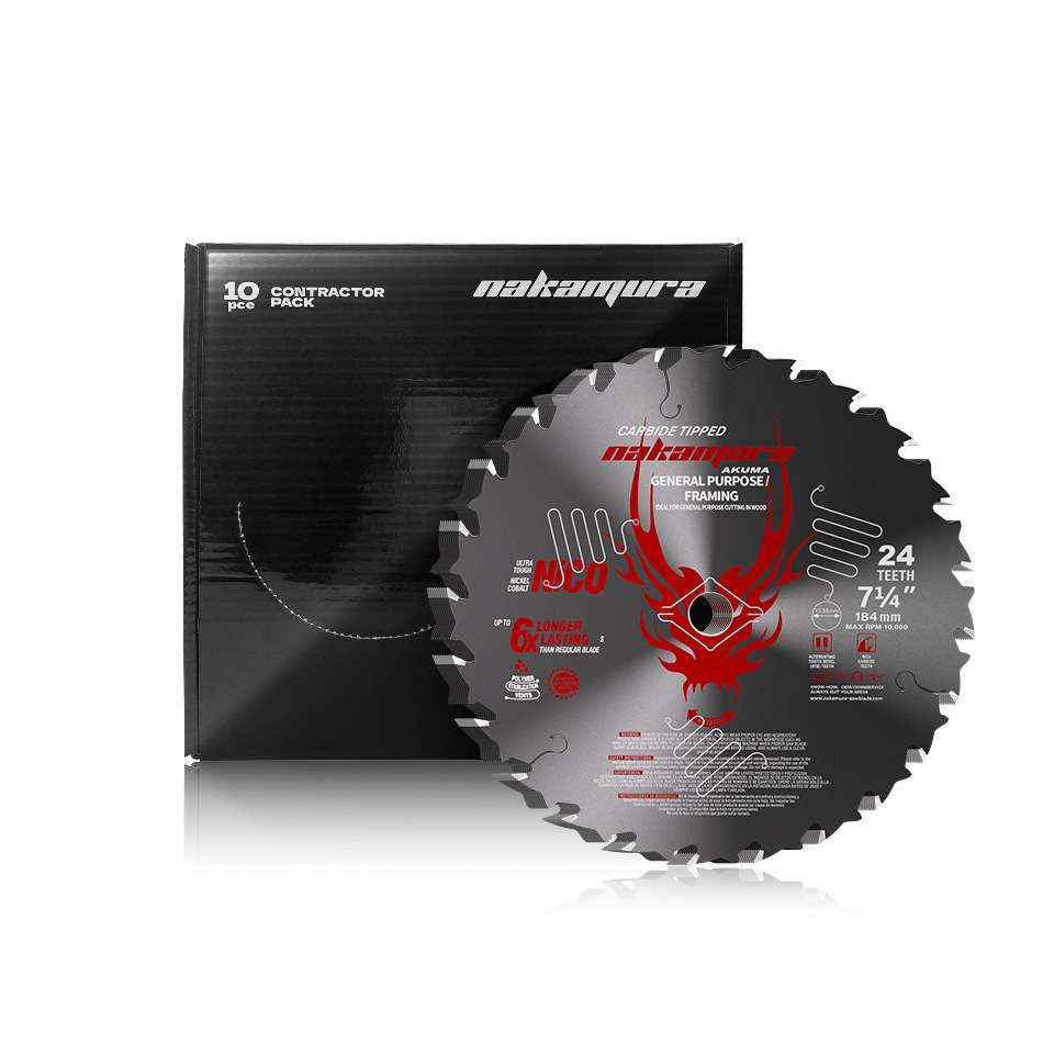 中村7 1/4英寸硬质合金AKUMA系列TCT10pcs木材切割184mm圆锯片24T