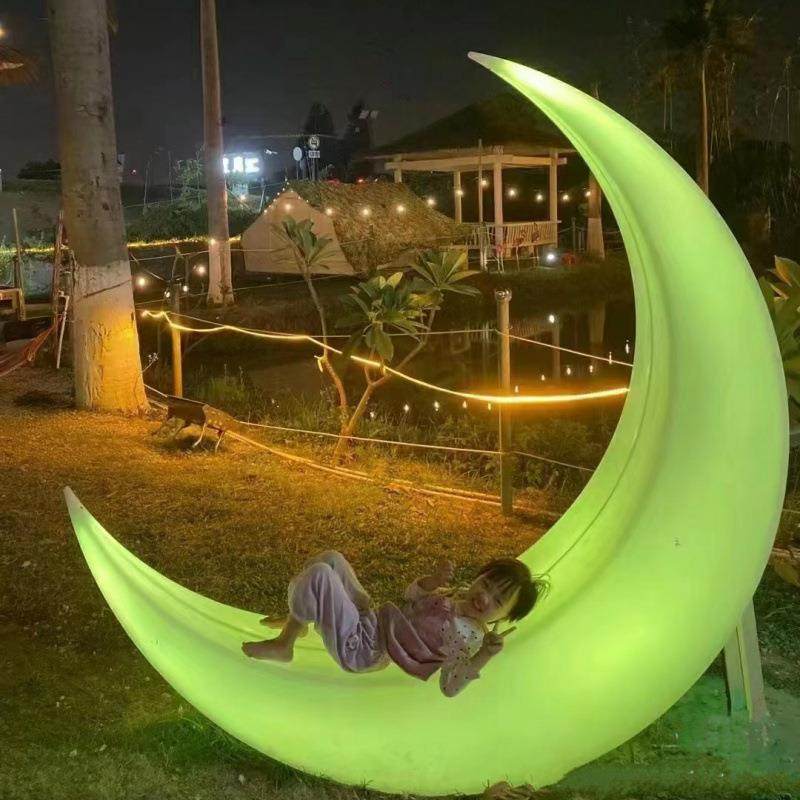 网红发光月亮灯婚庆户外防水月牙太阳能庭院公园商场景观打卡坐椅,鲜花速递/花卉仿真/绿植园艺,割草机/草坪机,淘宝优惠券,粉丝福利购,淘宝优惠卷