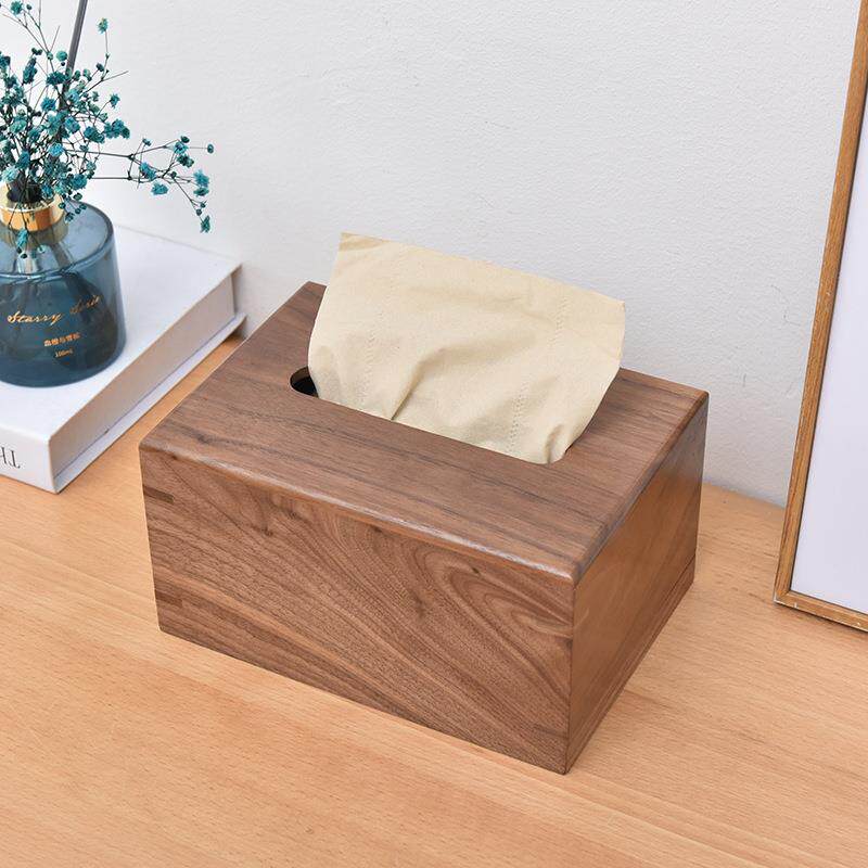 创意黑胡桃木纸巾盒客厅实木抽纸盒简约家用新中式木质餐巾纸抽盒