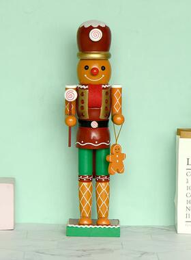35CM姜黄色姜饼人胡桃夹子圣诞节装饰欧式客厅酒柜儿童房家居摆件