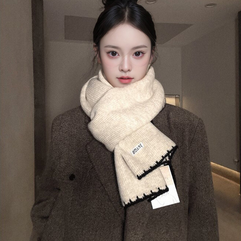 2025新款潮高级感韩版百搭围巾女秋冬季软糯针织仿羊绒护颈围脖厚