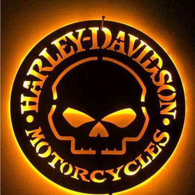跨境电商harley davidson壁饰夜灯装饰led灯哈雷·戴维森头骨