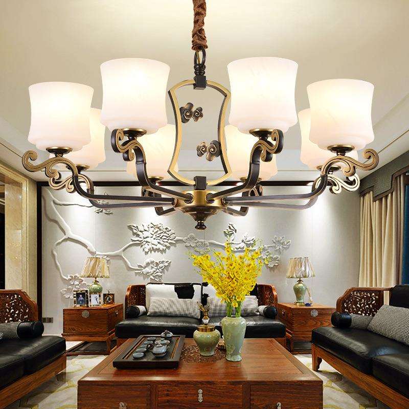 新中式吊灯客厅灯现代简约中国风大气别墅卧室灯创意餐厅全铜灯具