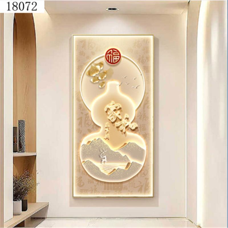 led带灯轻奢入户玄关装饰画走廊过道简约现代挂画壁画银杏高级感