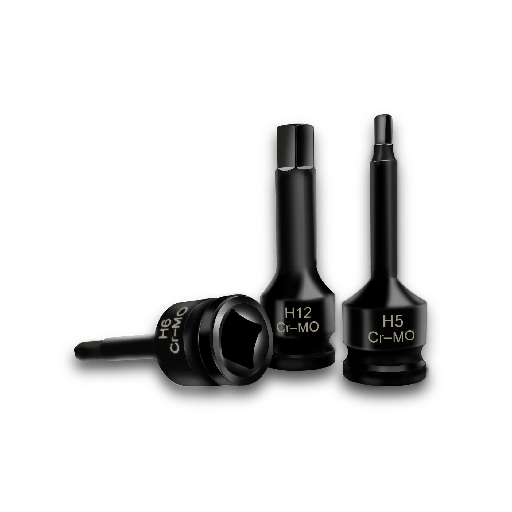 WD内六角1/2风炮连体批头气动六角旋具套筒梅花套筒六角风炮套