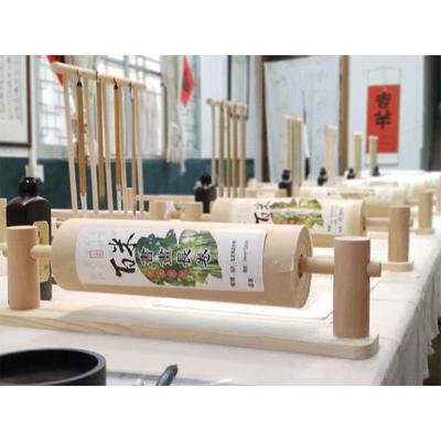 宣纸卷轴架百米书法长卷绘画纸卷轴书画国画画纸收纳实木架子