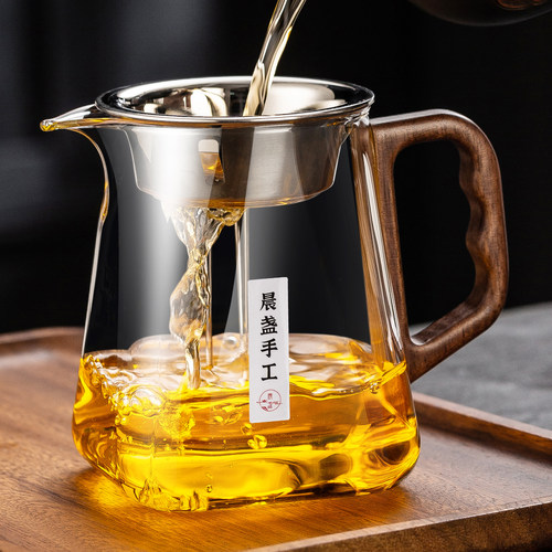 玻璃公道杯茶漏一体滤网套装