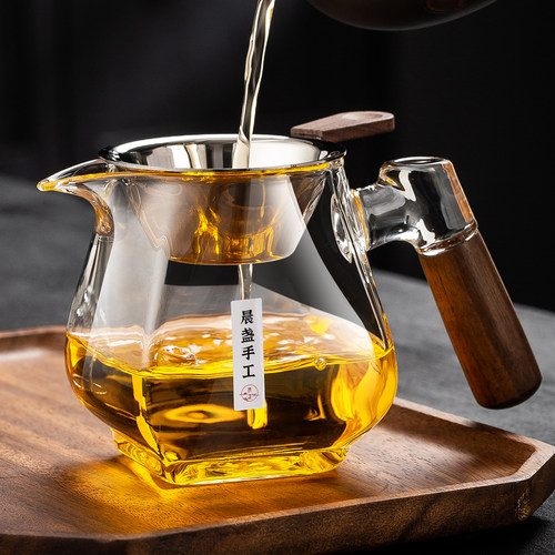高硼硅玻璃公道杯带把分茶器