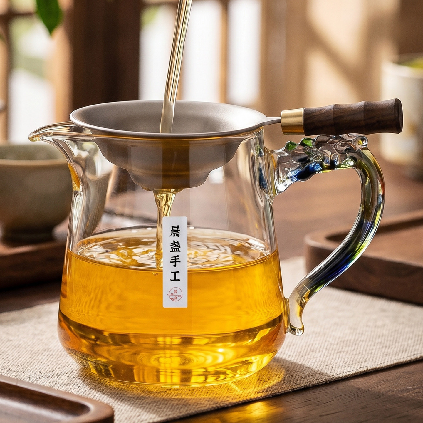 加厚玻璃公道杯纯钛滤茶漏套装图片