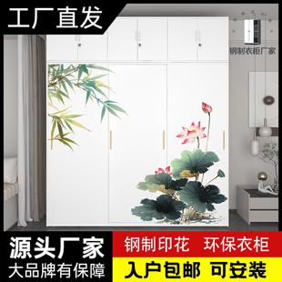 衣柜家用卧室衣柜铁艺衣柜出租屋大容量衣厨推拉衣柜收纳柜储物柜