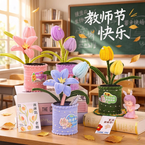 桌面摆件办公室扭扭棒老师教师节
