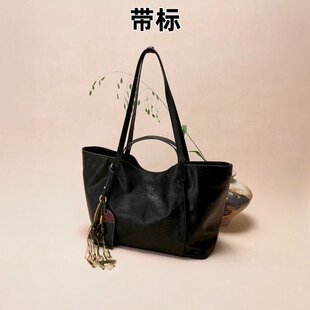 半半&坡飞檐托特包 牛皮单肩包秋冬新款大容量通勤腋下女包