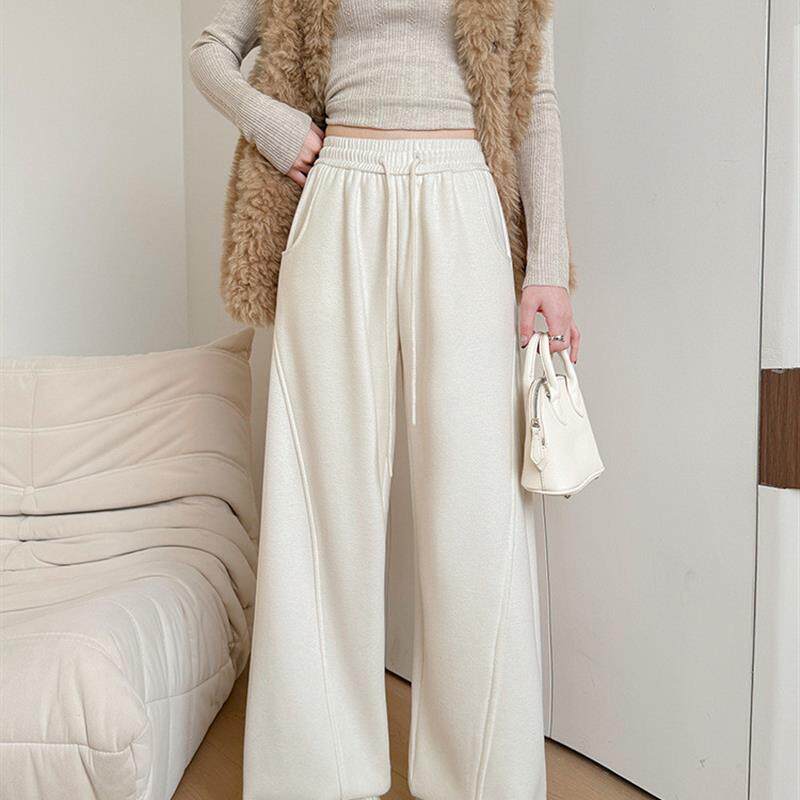 白色阔腿裤女裤子女款2026春夏新款高腰垂感休闲裤运动美式弯刀裤