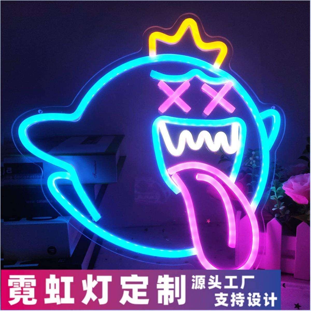 亚马逊Temu外贸跨境工厂直发发光幽灵霓虹灯笑脸LED灯造型装饰灯