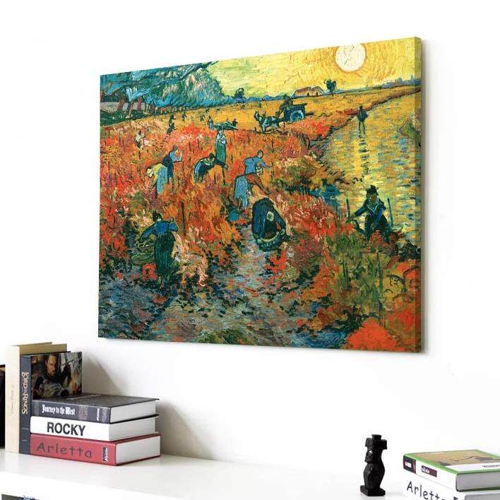 红葡萄园Van Gogh梵高印象派油画客厅装饰画书房挂画餐厅无框