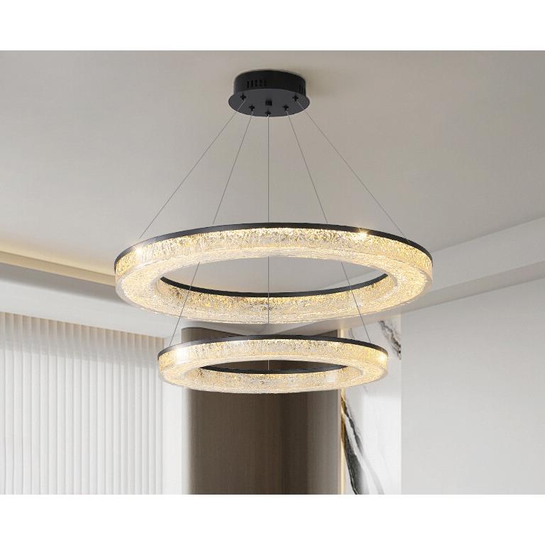 全铜客厅吊灯意式极简轻奢感树脂护眼大厅主灯圆环餐厅吧台灯