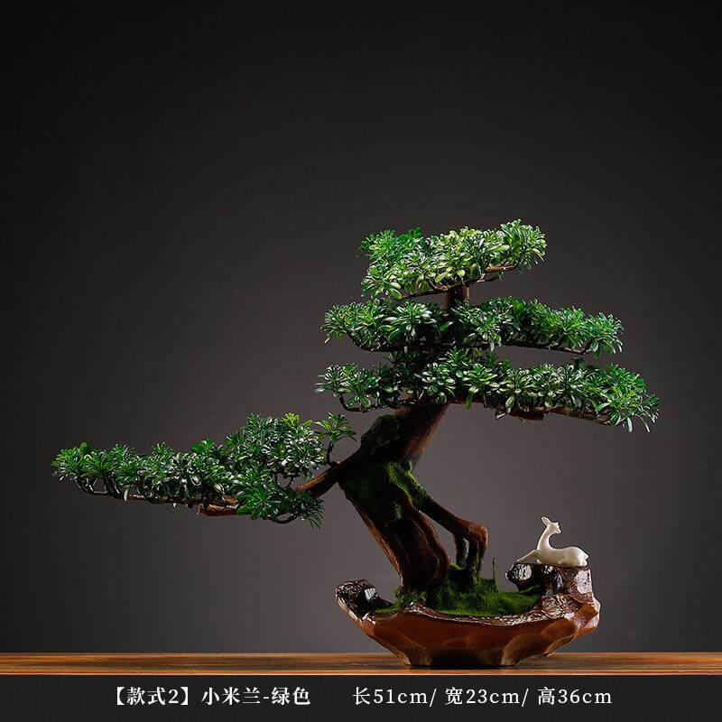 仿真迎客松摆件植物盆景绿植盆栽客厅电视柜玄关办公室装饰品跨境