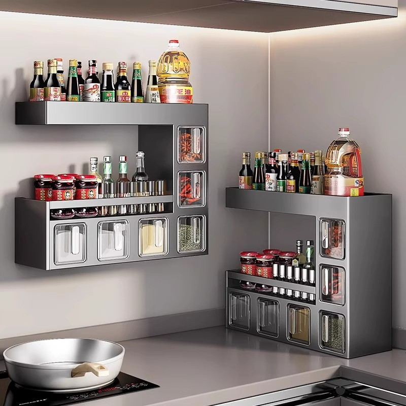 家用厨房高端壁挂式调料盒置物架