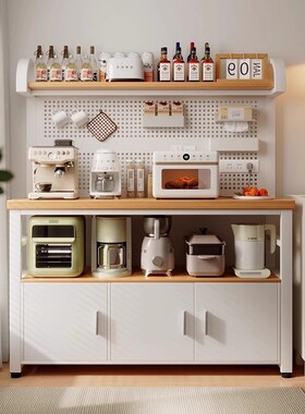 新款餐边柜洞洞板多层整理置物架靠墙收纳柜微波炉锅具餐边橱柜