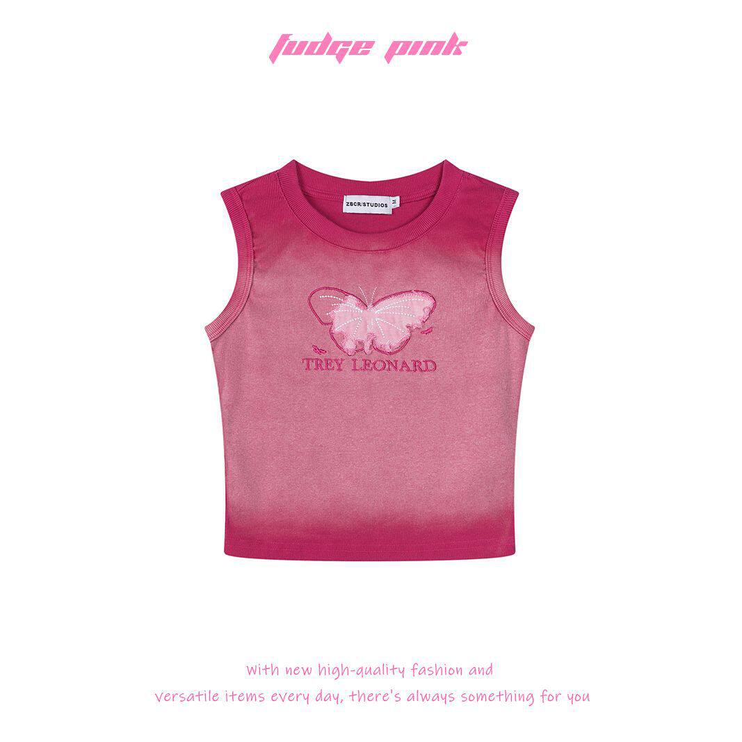 Fudge Pink 2025夏季女装新款美式辣妹个性设计感背心