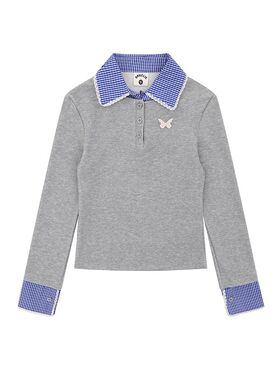 Fudge Pink 2025春季新款美式复古可爱辣妹假两件设计长袖T恤