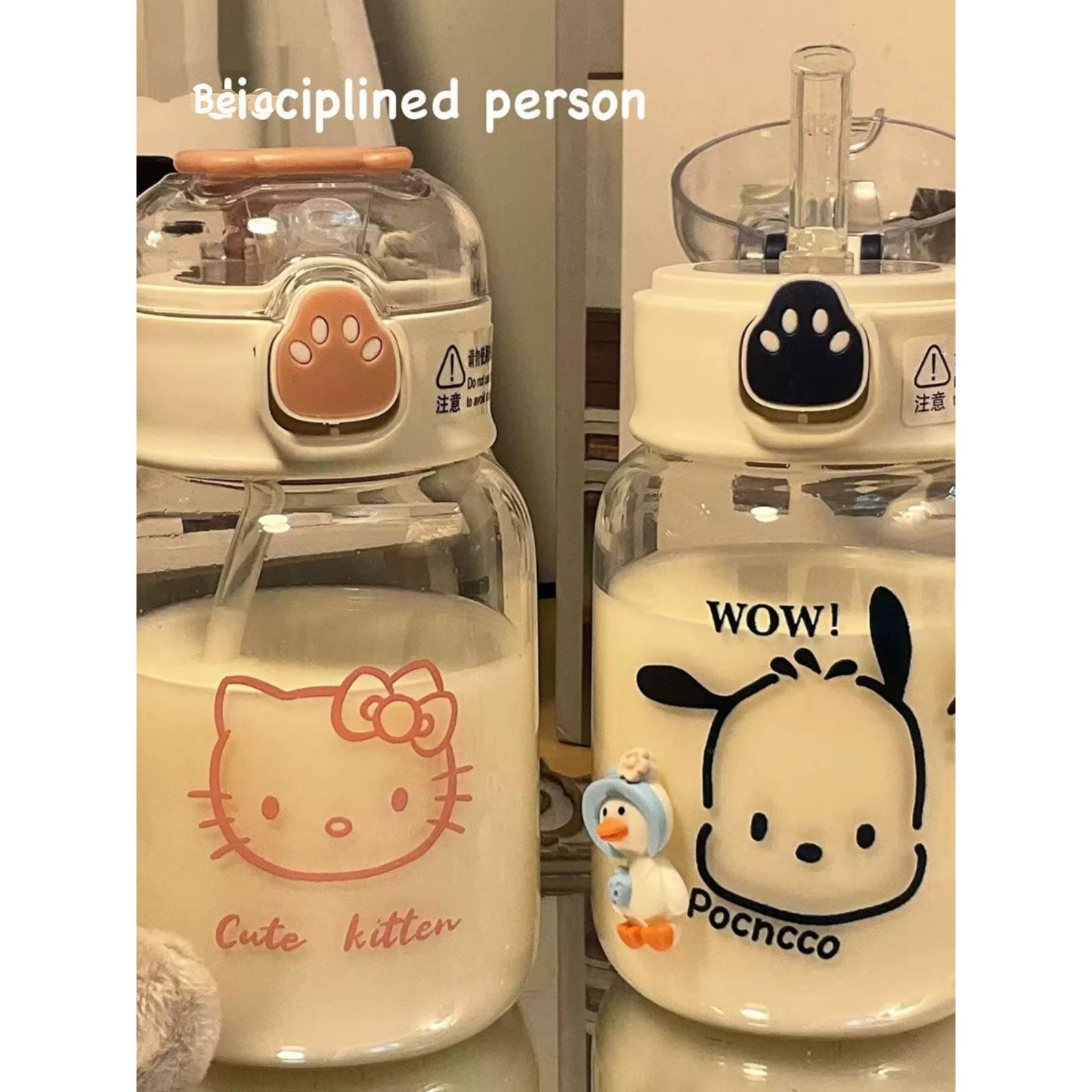 猫爪塑料杯子ins高颜值小红书同款水杯女学生韩版可爱简约吸管杯