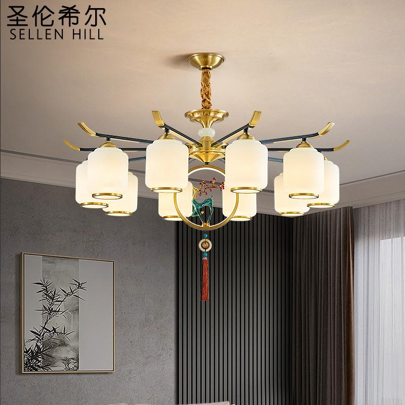 新中式全铜吊灯轻奢客厅小鹿现代简约中国风创意个性卧室餐厅灯具