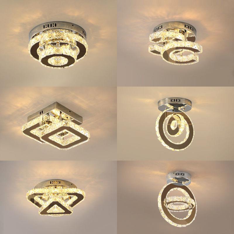 跨境亚马逊现代简约led轻奢水晶吸顶灯过道走廊阳台灯具工厂