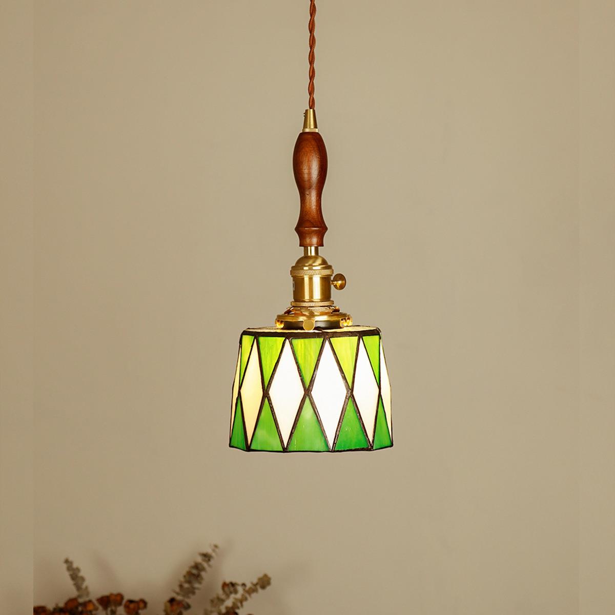 日式复古彩色玻璃吊灯地中海风格床头玄关阳台卧室餐厅酒吧灯