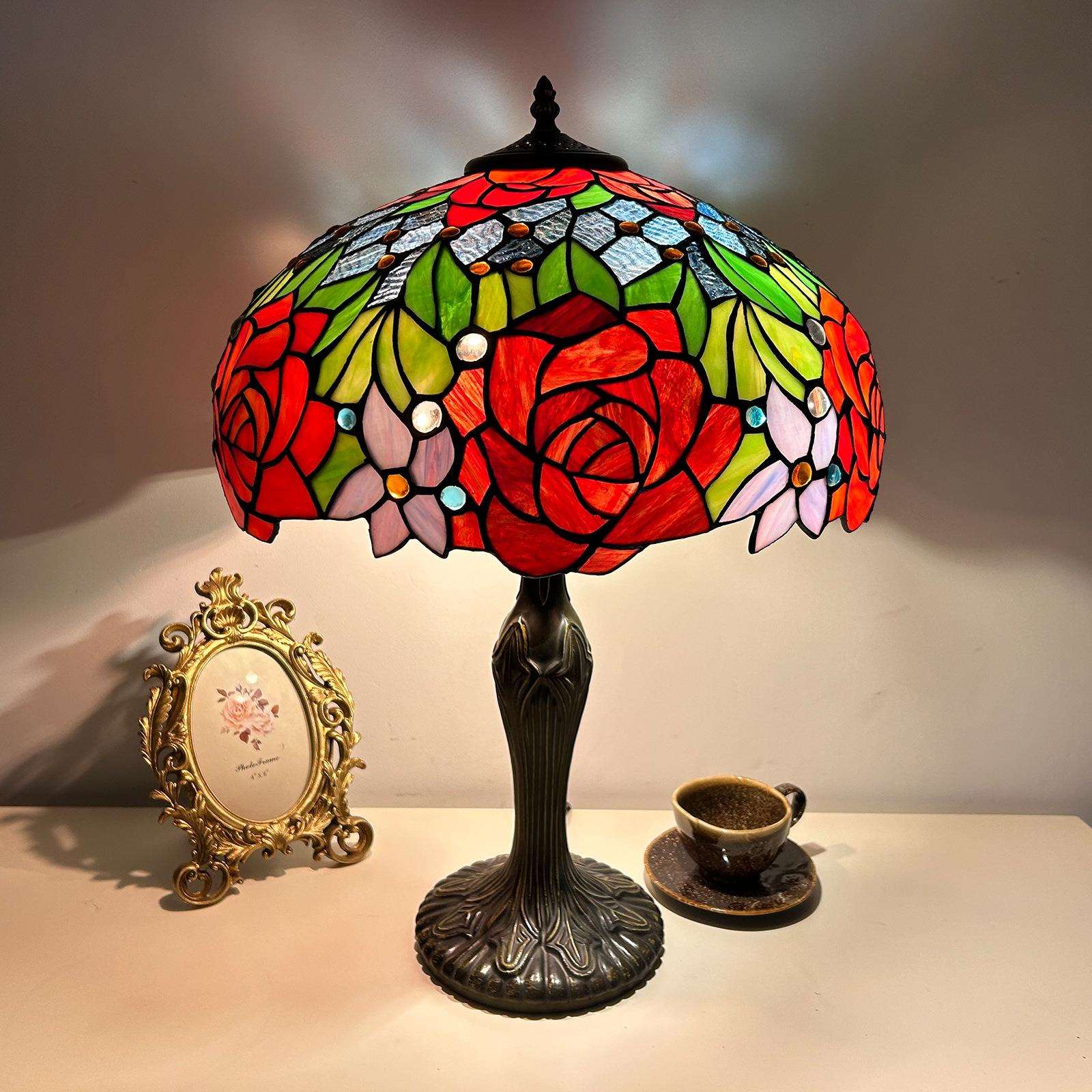 欧式复古卧室床头台灯手工灯具40厘米地中海灯罩民宿酒店装饰台灯