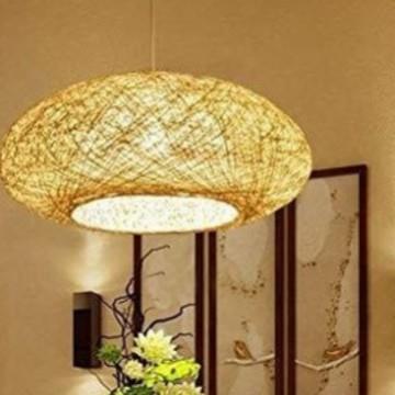 中式餐厅饭店火锅店茶楼阳台灯笼榻榻米草编藤编装饰吊灯麻球藤艺