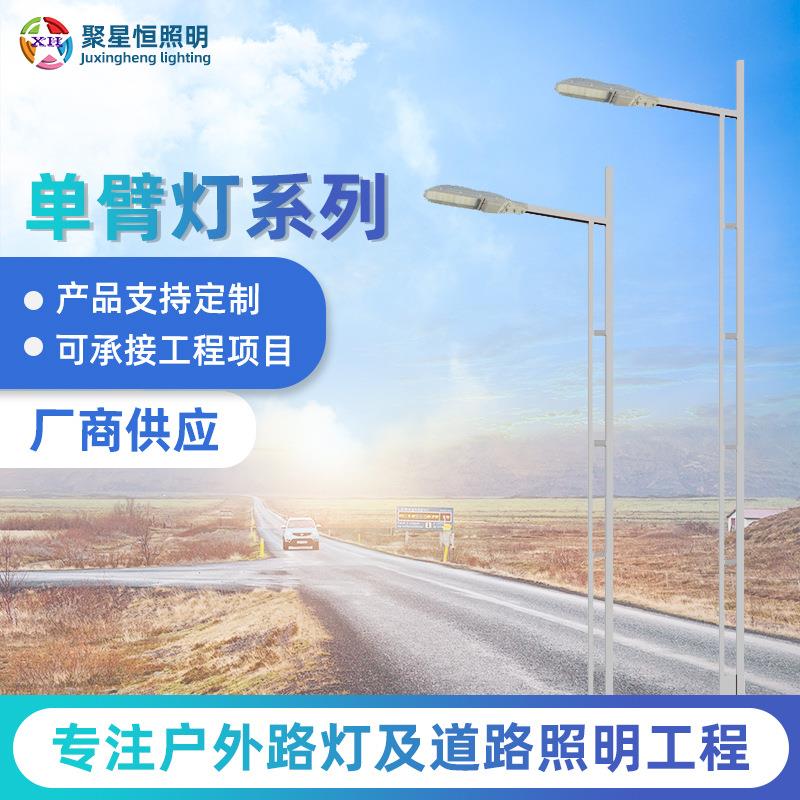 LED市电单臂路灯 新农村建设30W5米6米8米户外工程照明双臂路灯杆