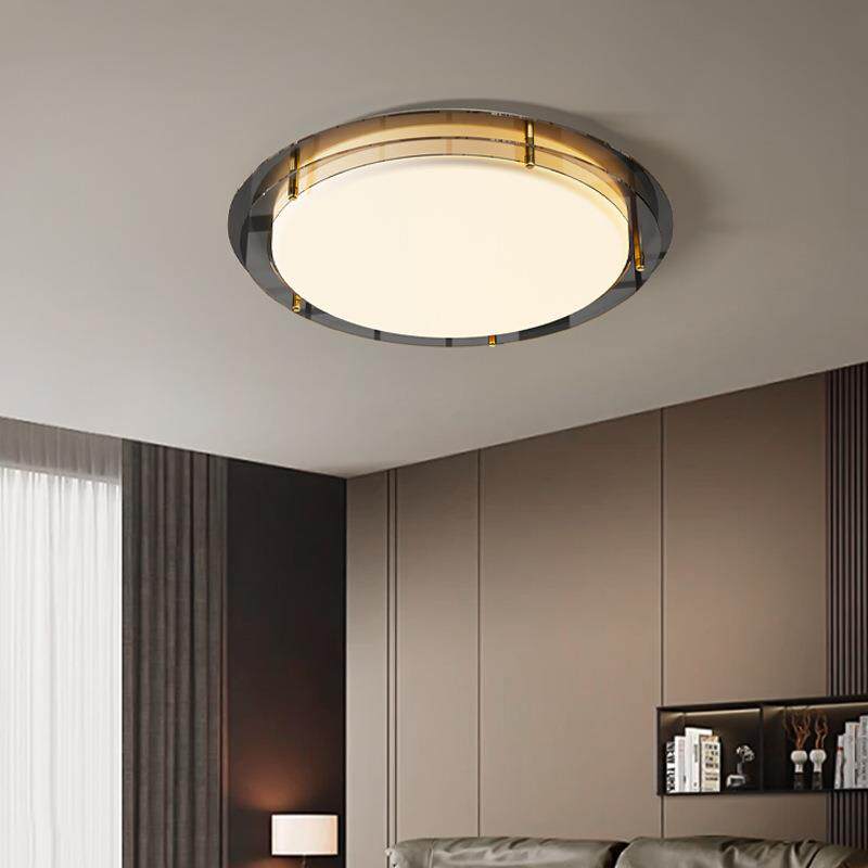 意式轻奢卧室灯现代极简高端护眼圆形房间吸顶灯全光谱中山灯具