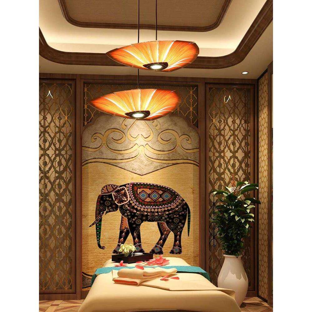 艺术灯东南亚餐厅木皮吊灯火锅店餐饮酒店民宿吧台过道商用装饰灯