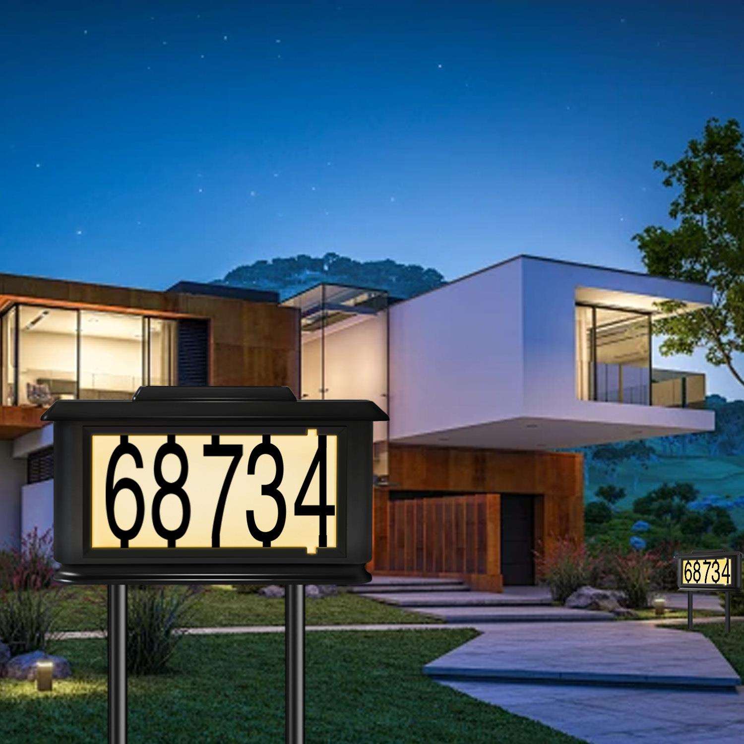 跨境热销铝新款太阳能门牌灯防水地插户外草坪灯LED号码地址指示
