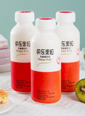 康伴快乐果粒355g*6瓶乳酸菌饮品黄桃味瓶装益生菌饮料椰果网红