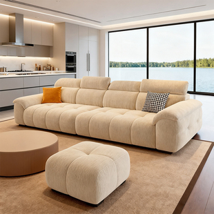 雪尼尔布艺泡芙沙发客厅2025新款大小户型可调节直排三四人位沙发
