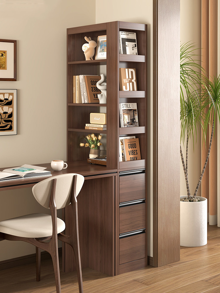 实木书柜极窄沙发边柜家用转角储物柜2025新款落地一体夹缝收纳柜