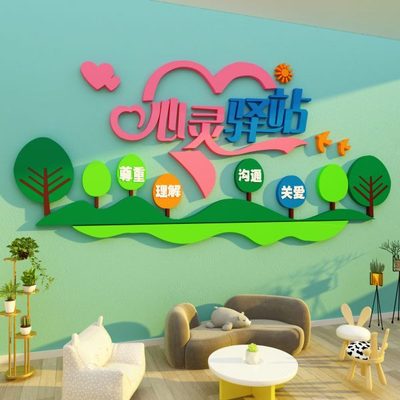 布置儿童守医务室背景挂图贴纸咨询室墙面装饰留心理健康家之文化