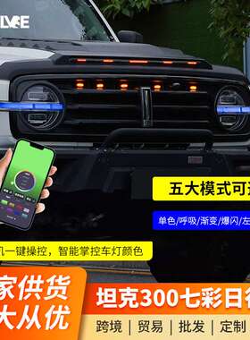 坦克300专车用改装64色LED日行灯手机APP控制七彩变色红色恶魔眼