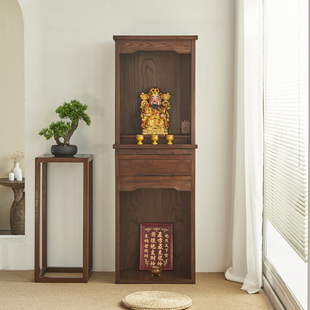 双层家用佛龛立柜实木财神爷土地供奉柜仙堂客厅祖先香案神台定制