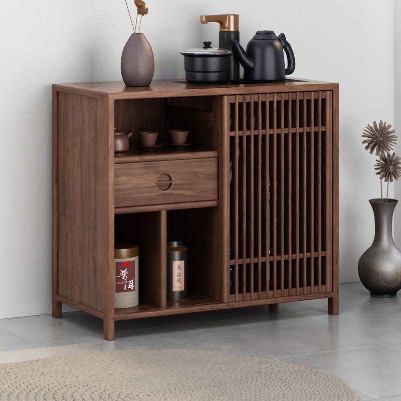 汇献新中式老榆木茶水柜家用茶边柜客厅简约烧水多功能移动储物收