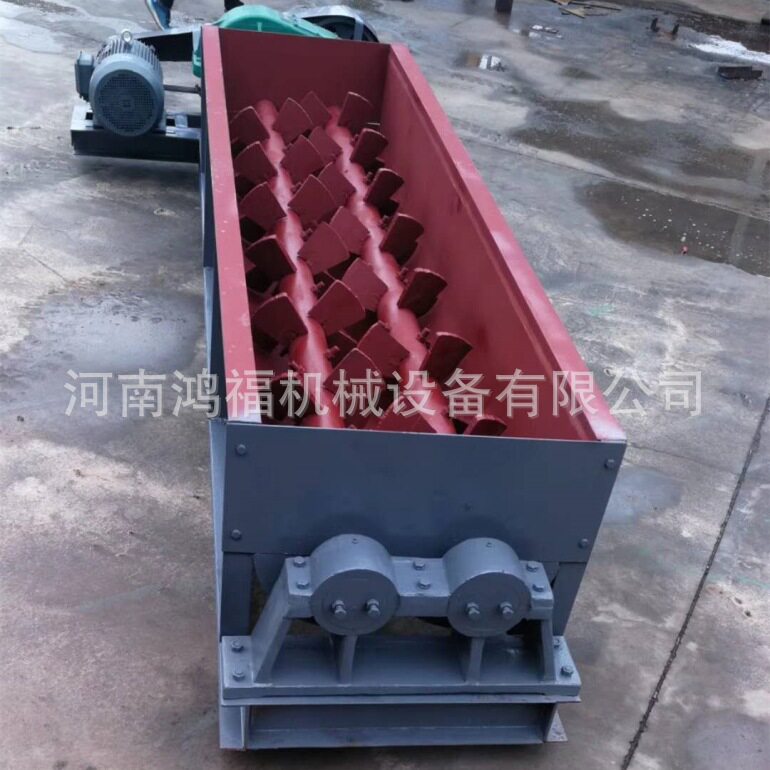 固体颗粒物料加湿搅拌螺旋输送机 合金头叶片双轴搅拌机