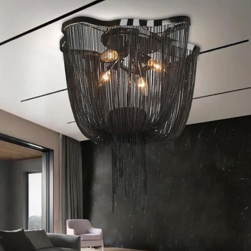 轻奢意式流苏灯别墅复式楼客厅酒店大厅门店设计师创意艺术吸顶灯